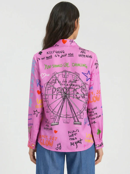 Ferris Wheel Shirt - Pink Silk