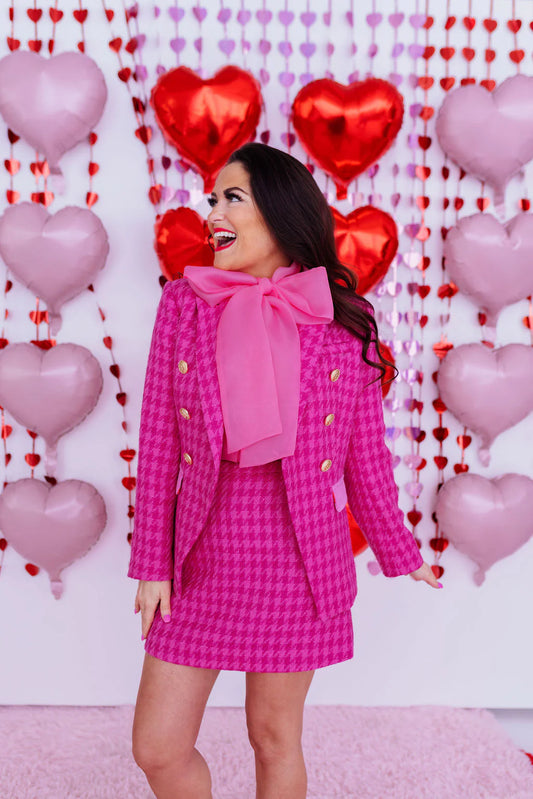 Pink Houndstooth Skirt