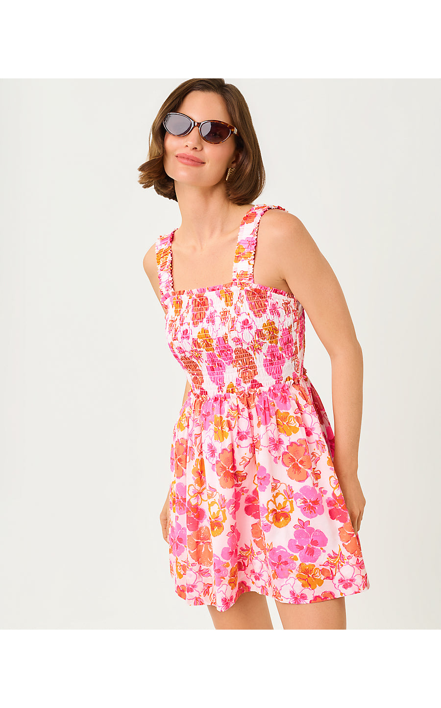 HADLY SKIRTED ROMPER - RESORT WHITE - PANSY FANSY