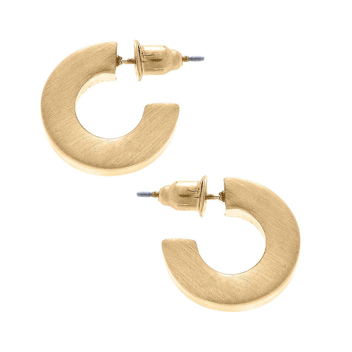 Emmy Small Flat Hoop Earrings in Satin Gold