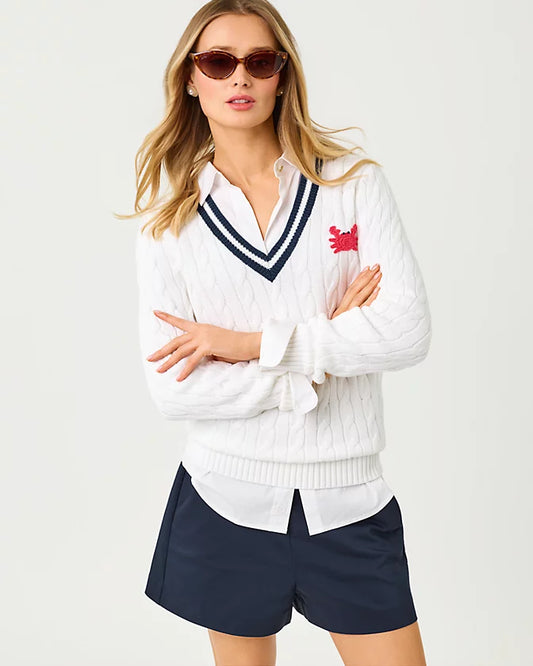 BROCKTON SWEATER - RESORT WHITE - CRAB CROCHET