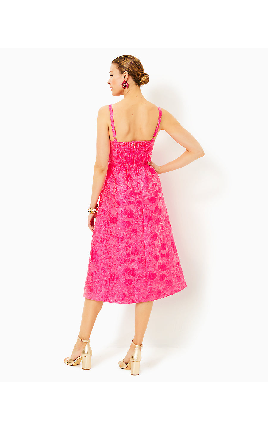 ELLARA MIDI DRESS - PASSION FRUIT PINK - LEAF AN IMPRESSION