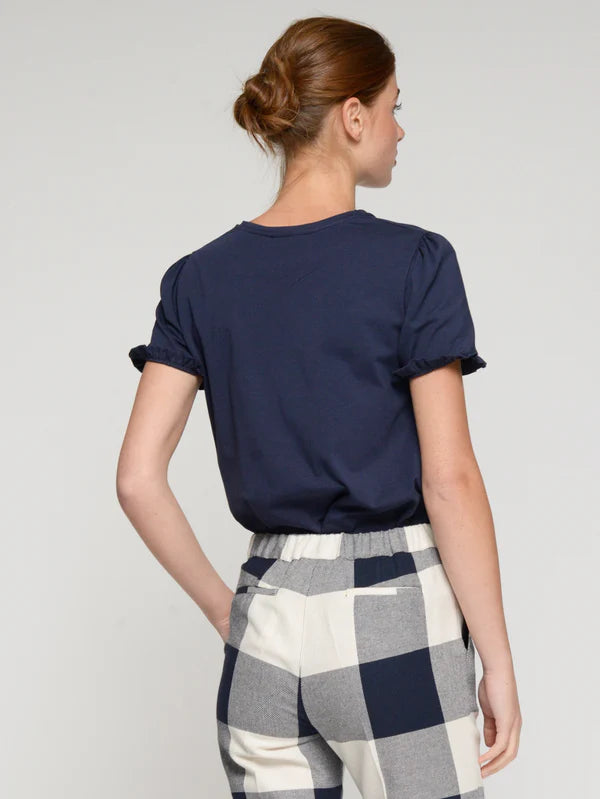 Marino Top - Navy Ruffle