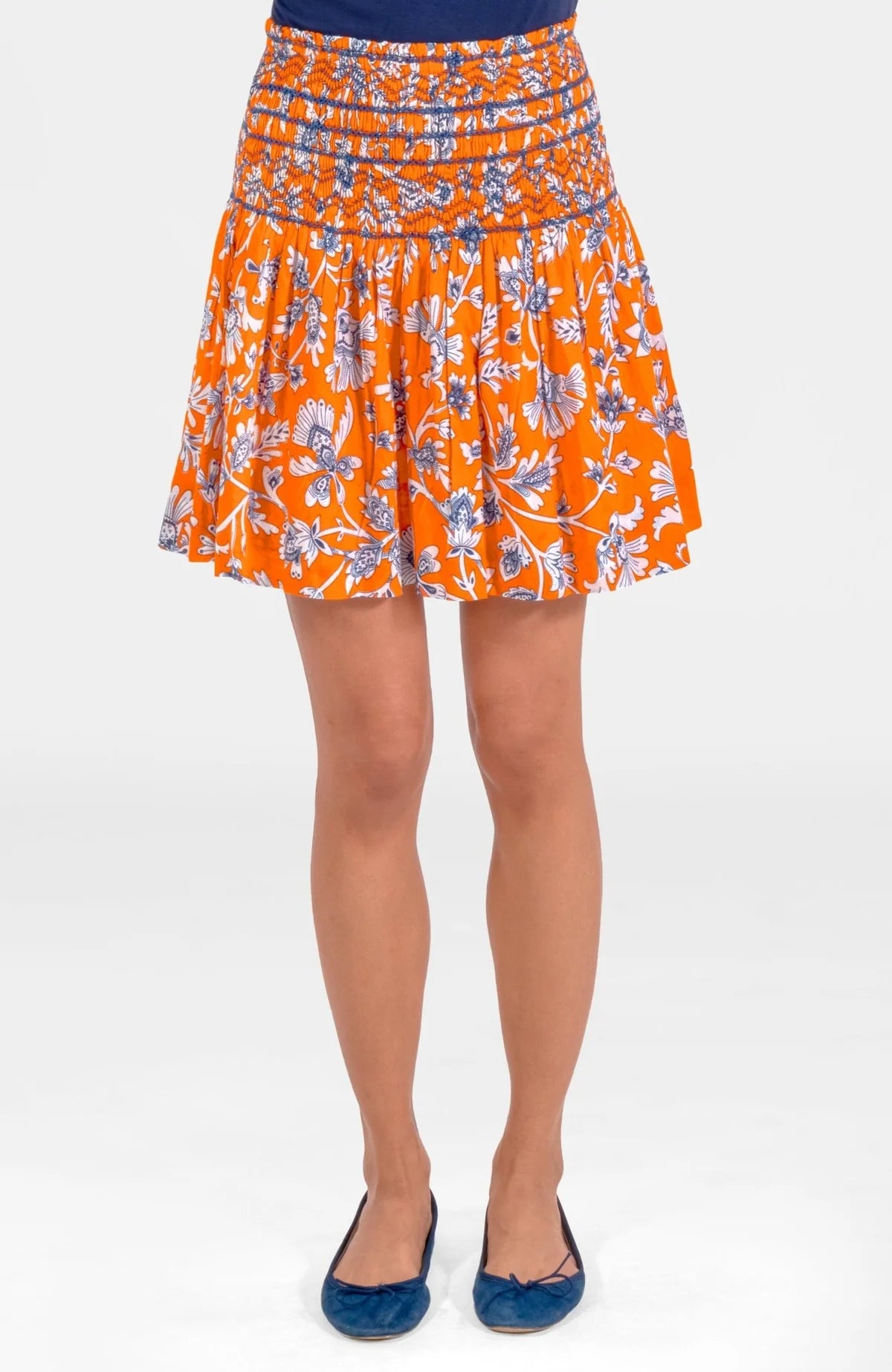 Stunning Stippling Smocked Skirt - Orange
