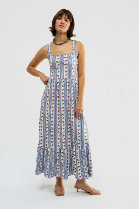 Bernadette Dress - Field Flower Stripe