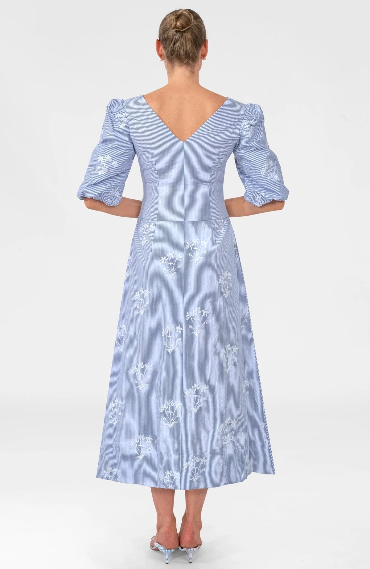 Twister Long Dress - Stripe Periwinkle