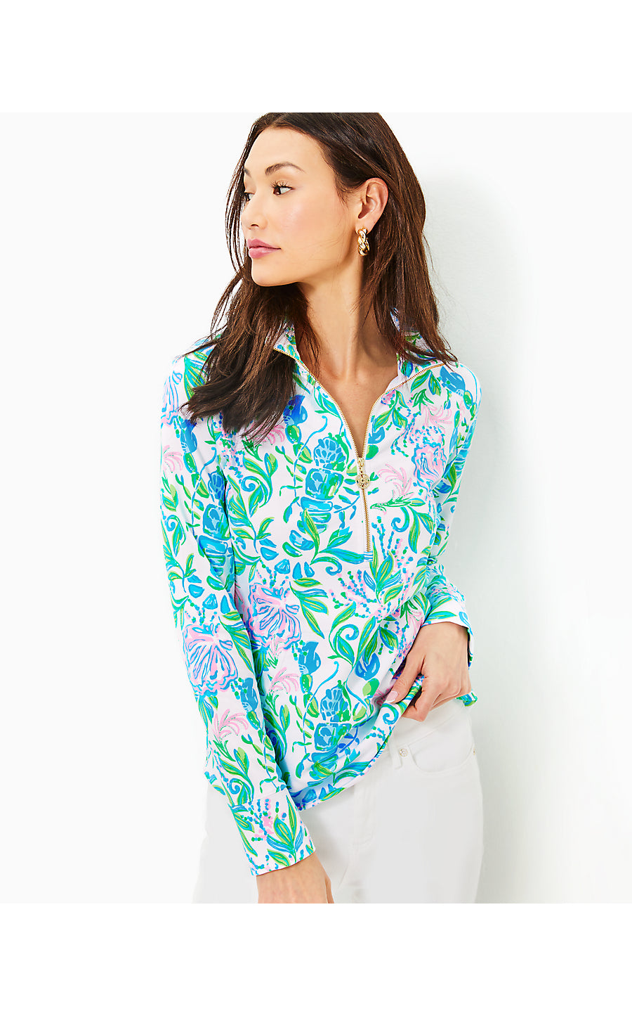 UPF 50+ SKIPPER POPOVER - RESORT WHITE - JUST A PINCH