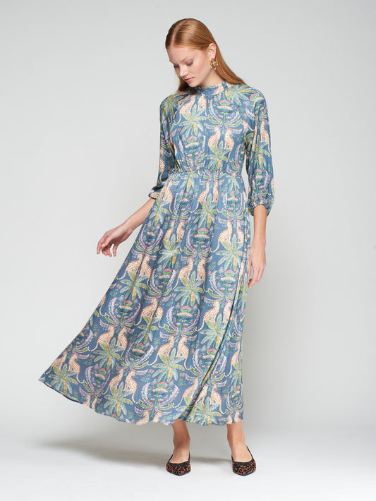 DRESS IRIA LEOPARDOS PALMERAS PRINT