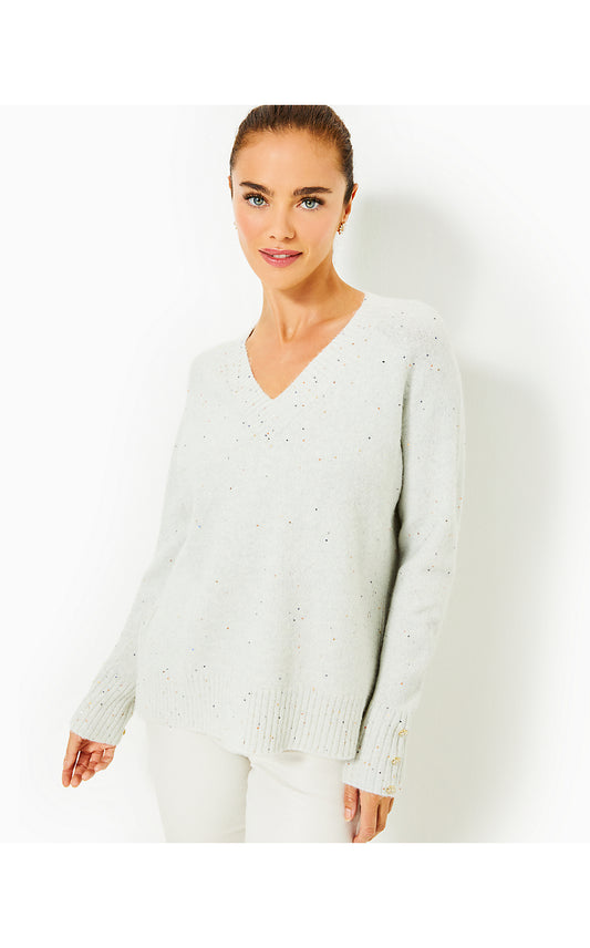 KAYCEE SEQUIN SWEATER - HEATHERED PEBBLE BEACH METALLIC