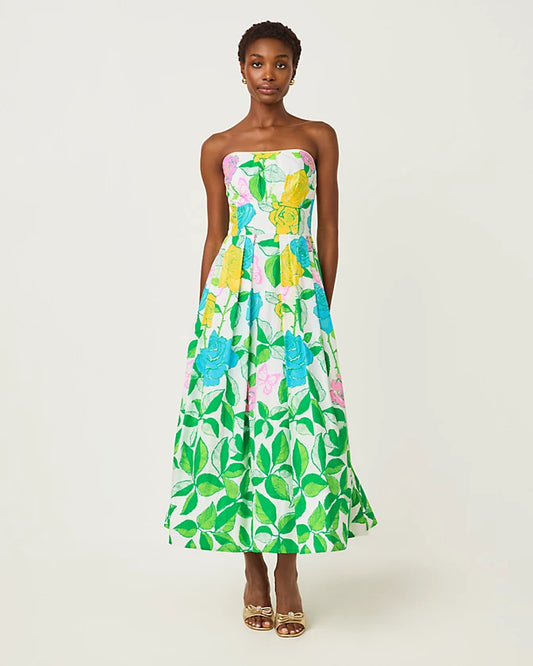 Kenni Midi Dress - Multi Rose Bud Engineered Woven Dress