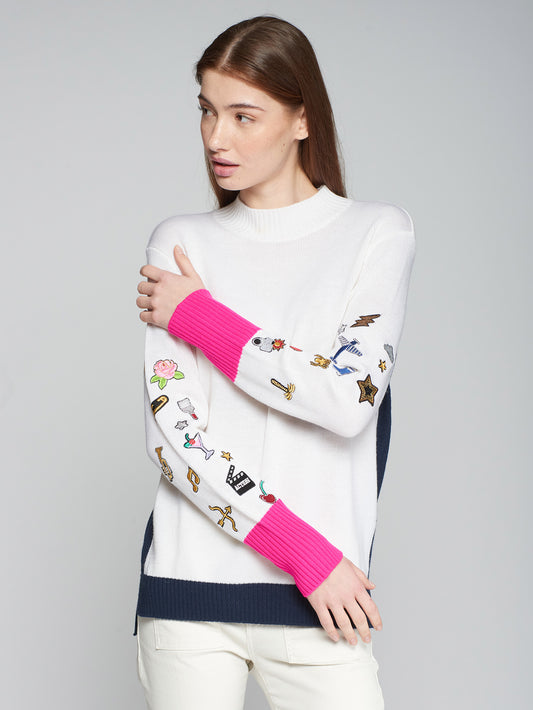 TURTLENECK - ECRU & PINK NAVY