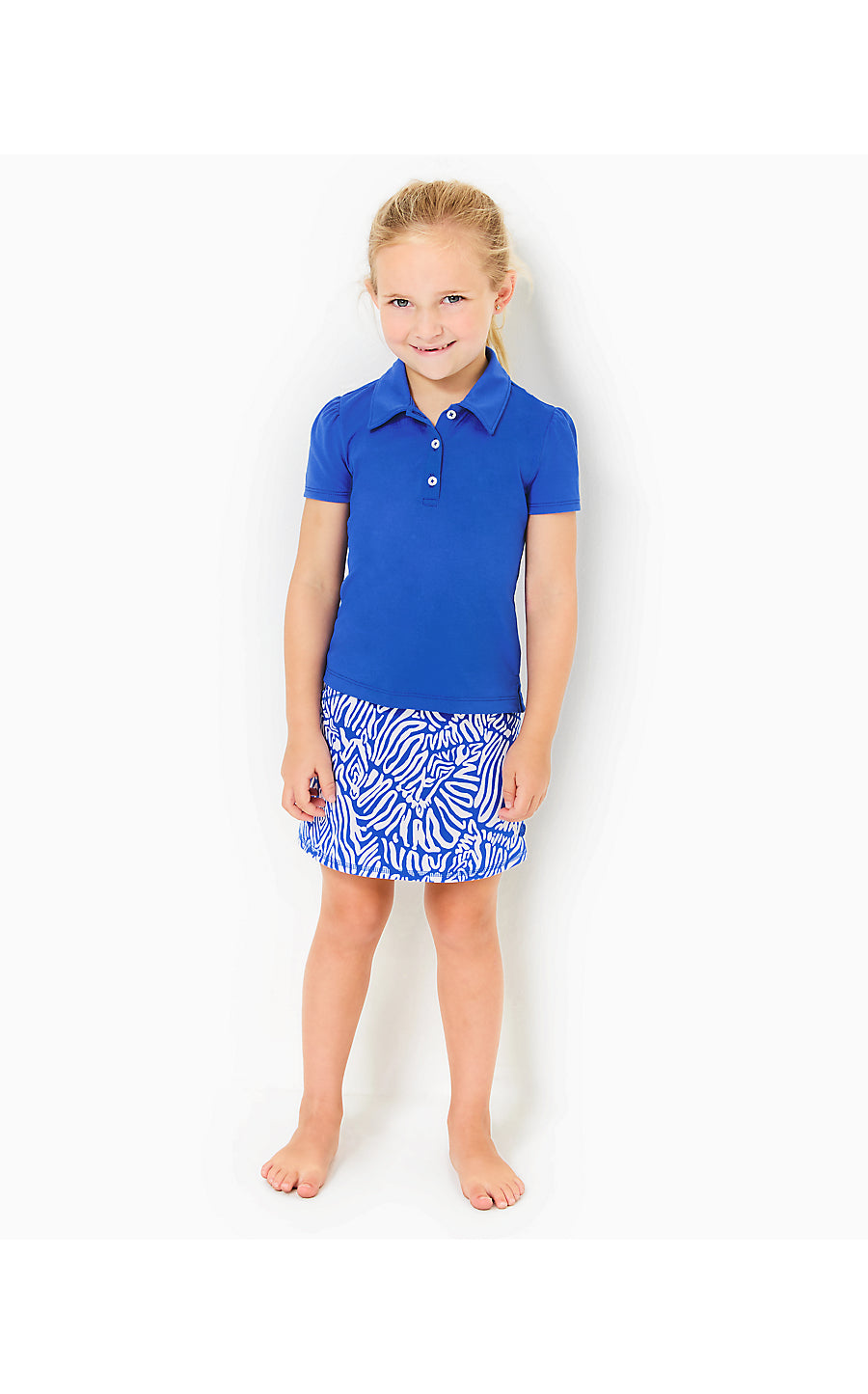 MINI FRIDA PUFF SLEEVE POLO - MARTINIQUE BLUE