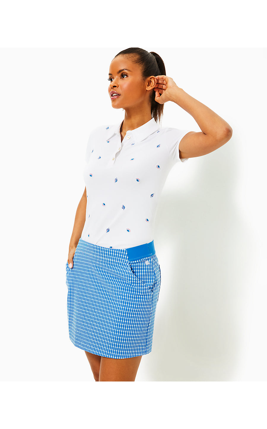 AONA SKORT UPF 50+ - MORELLE BLUE - PERFORMANCE GINGHAM