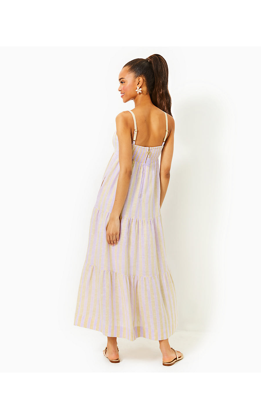 JAVANNE LINEN MAXI DRESS - LILAC OPAL - ISLAND SECRETS STRIPE