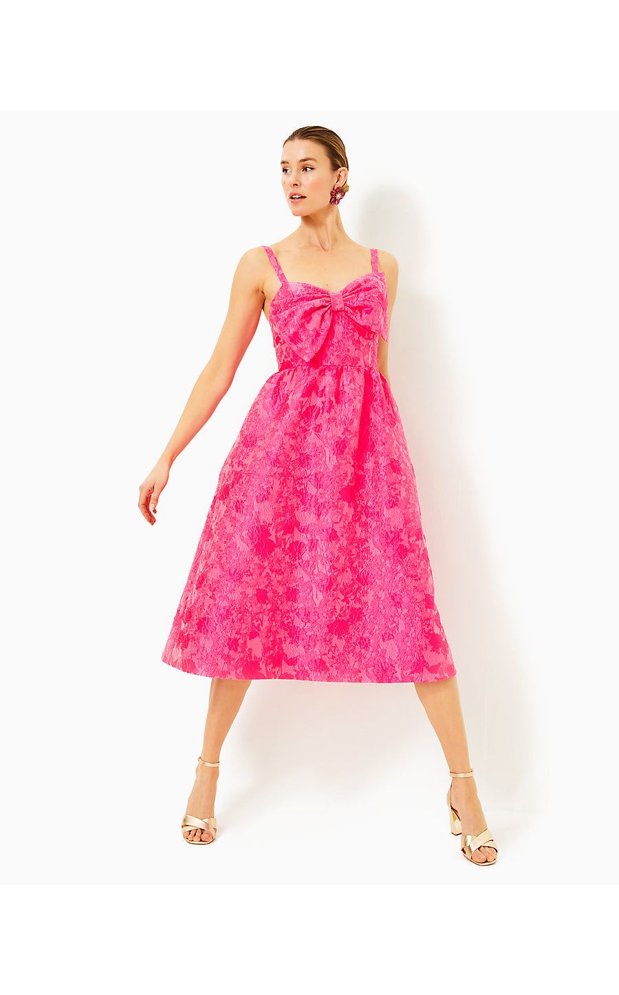 ELLARA MIDI DRESS - PASSION FRUIT PINK - LEAF AN IMPRESSION