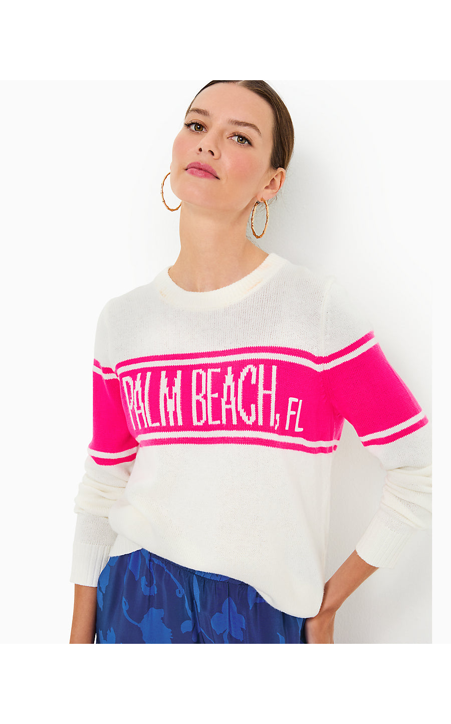 KELSA SWEATER-PASSION FRUIT PINK-PALM BEACH FL JACQUARD