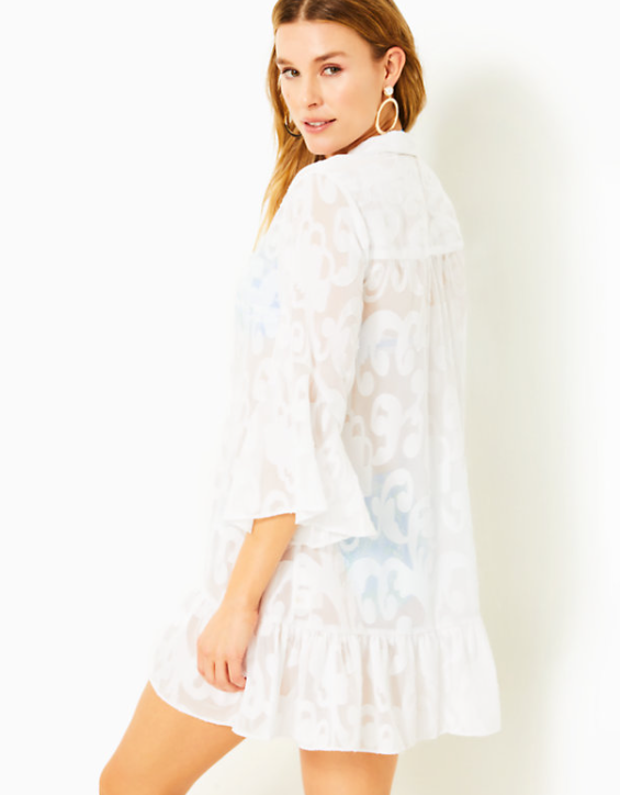 LINLEY COVERUP - RESORT WHITE - POLY CREPE SWIRL CLIP