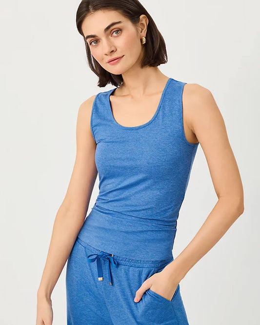 MARSAILLE SCOOP NECK TANK - HEATHERED MERRIWEATHER BLUE