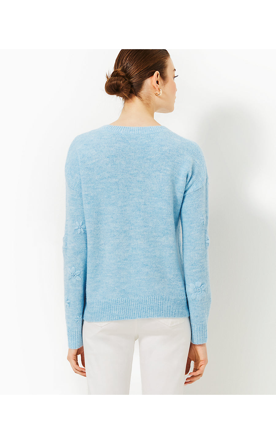 ELIZABELLE SWEATER - HEATHERED BONAIRE BLUE - COASTAL FLOWERS