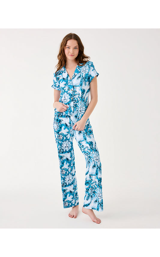 PJ KNIT PANT - BELLEVUE BLUE - LILLY GULLS