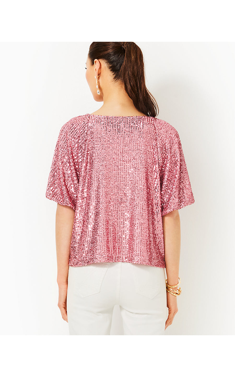 CRESSIDA KNIT TOP - CONCH SHELL PINK - TREASURE BOX SEQUIN KNIT