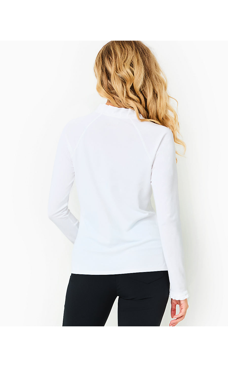 FRIDA SCALLOP LONG SLEEVE POLO - RESORT WHITE