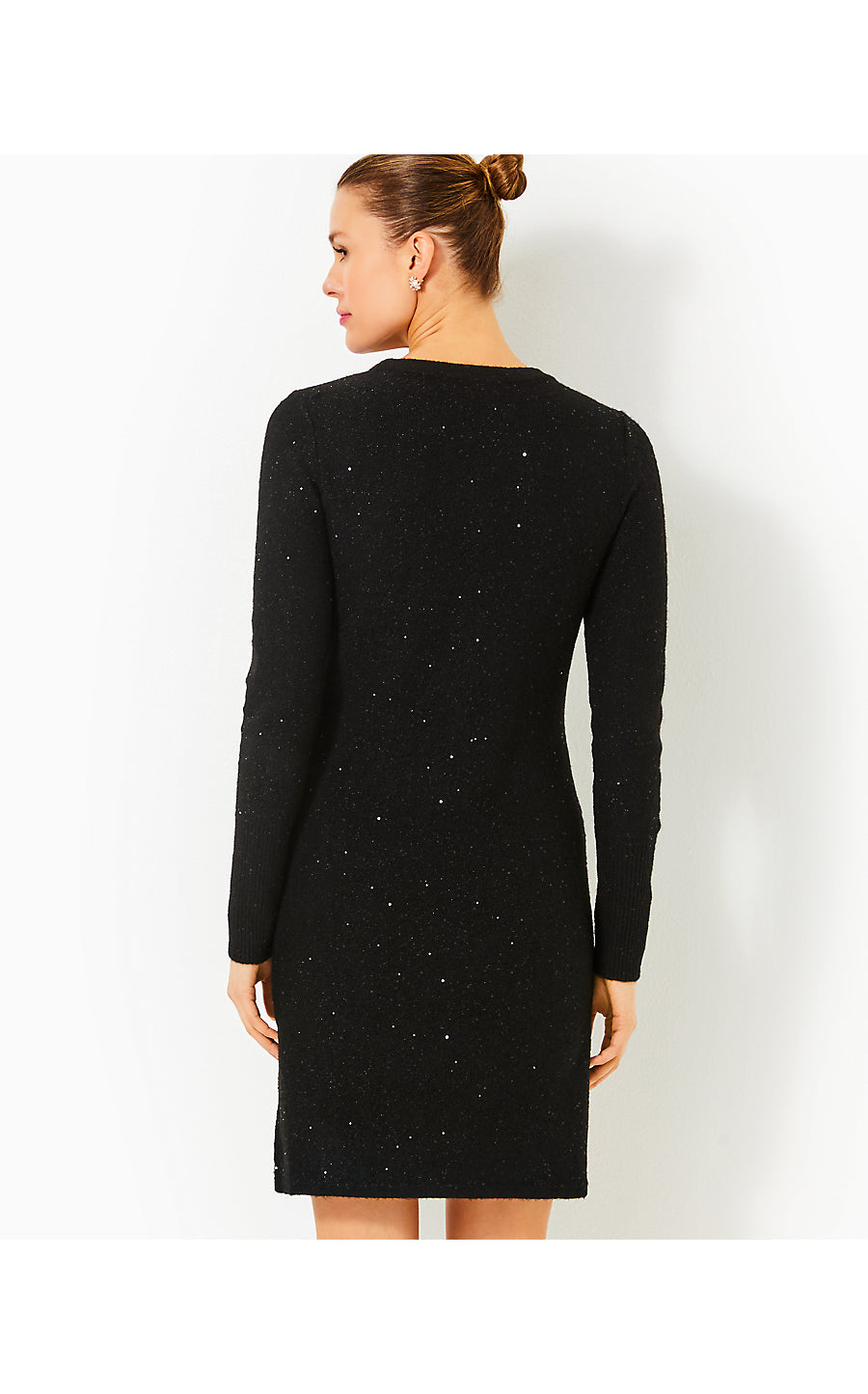 MORGEN SEQUIN SWEATER DRESS - BLACK METALLIC