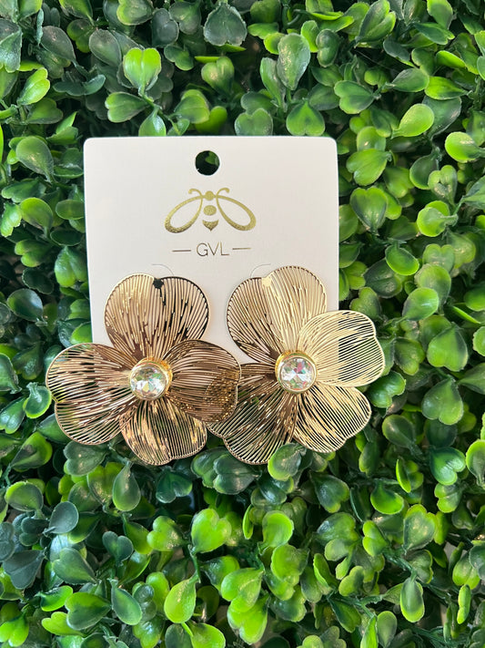 AMY CRYSTAL EARRINGS - GOLD