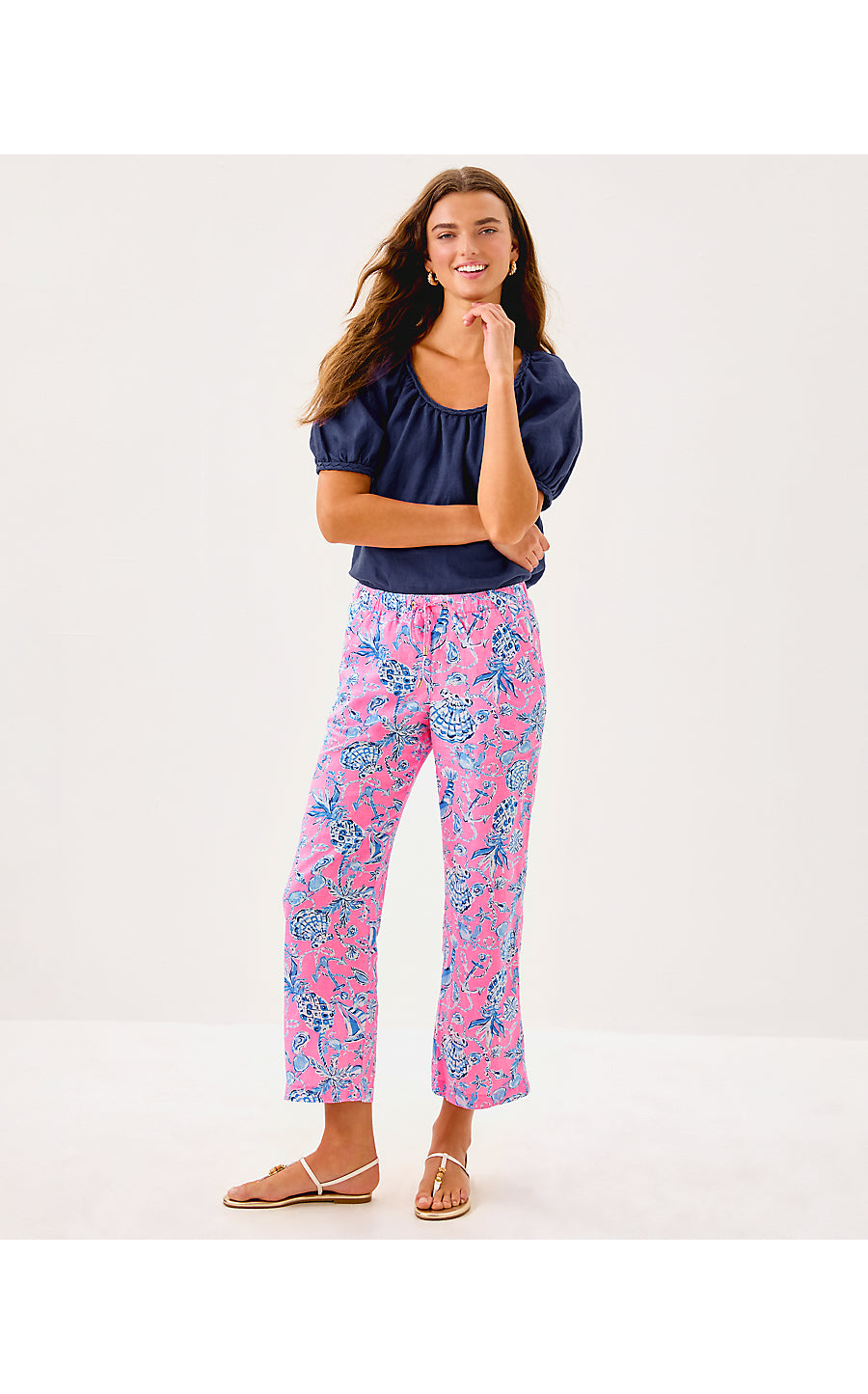 BRAWLEY LINEN CROP PANT - ROUSSEAU PINK - BAREFOOT BEACHCOMBERS