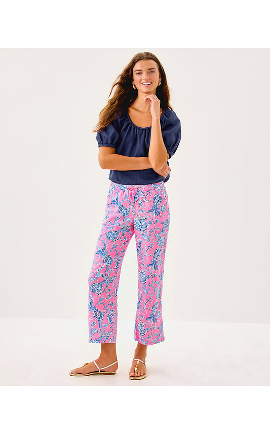 BRAWLEY LINEN CROP PANT - ROUSSEAU PINK - BAREFOOT BEACHCOMBERS