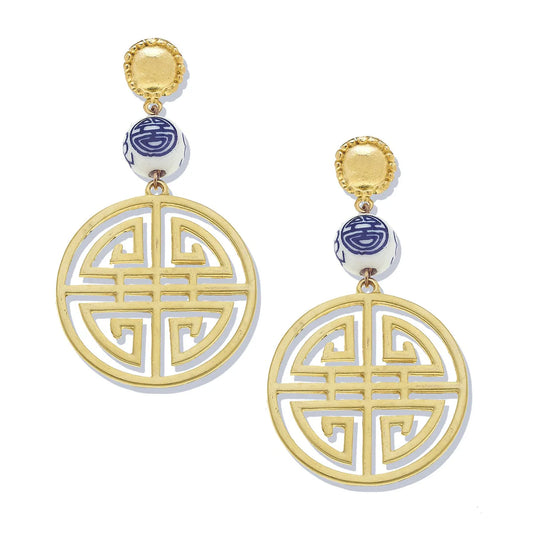 BLUE AND WHITE HAPPINESS EARRINGS