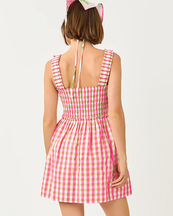 HADLY SKIRTED ROMPER - CHERRY BLOSSOM PINK - SUMMER LOVIN GINGHAM