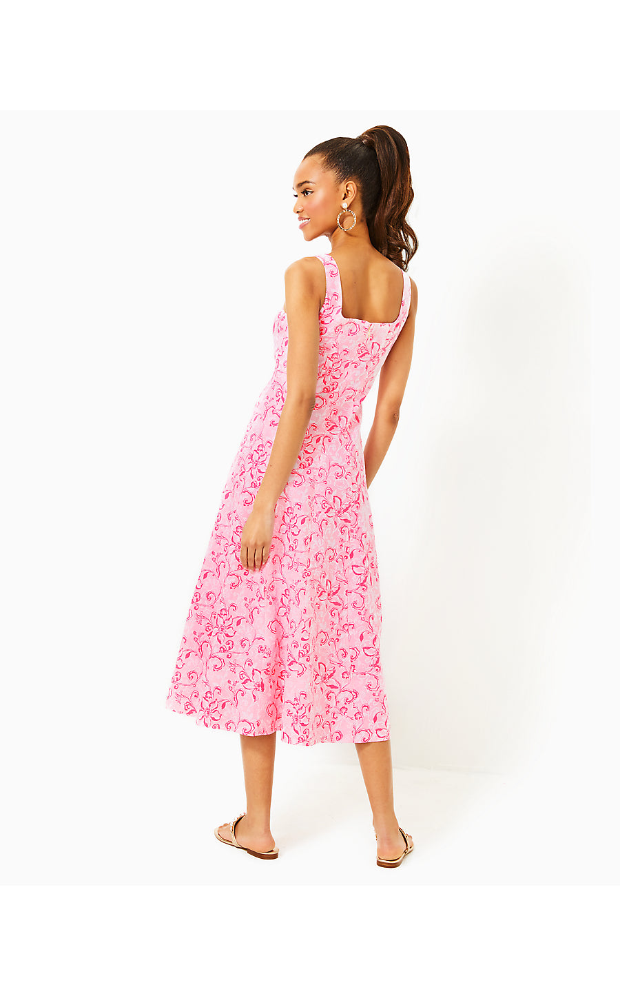 CALINA LINEN MIDI DRESS - CONCH SHELL PINK - FLAMINGLE GARDEN