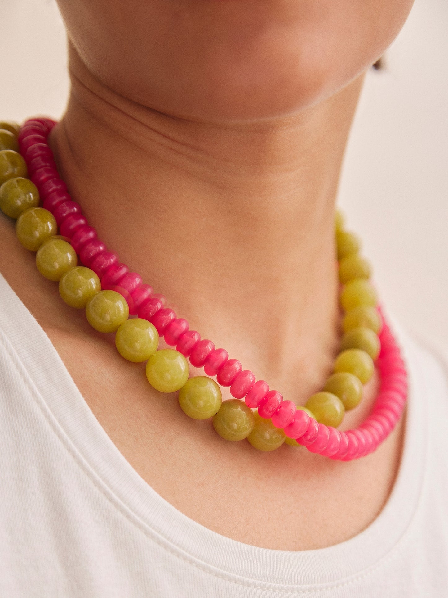 Joyce Semi-Precious Beaded Necklace - Fuschia