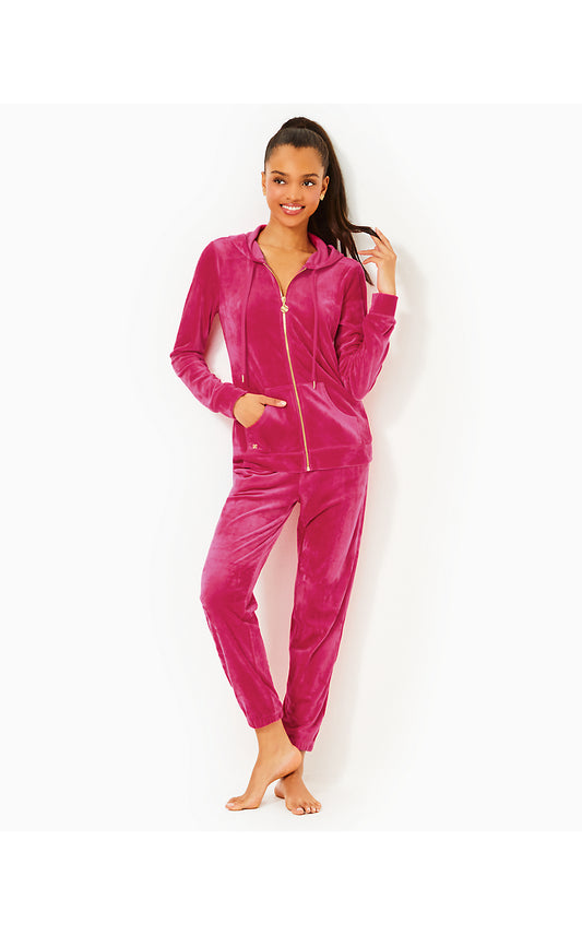 MALLIE VELOUR PANT - RASPBERRY ROUGE