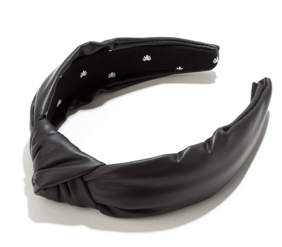 BLACK FAUX LEATHER HEADBAND