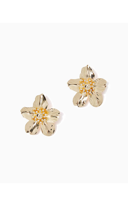 OVERSIZED ORCHID EARRINGS - GOLD