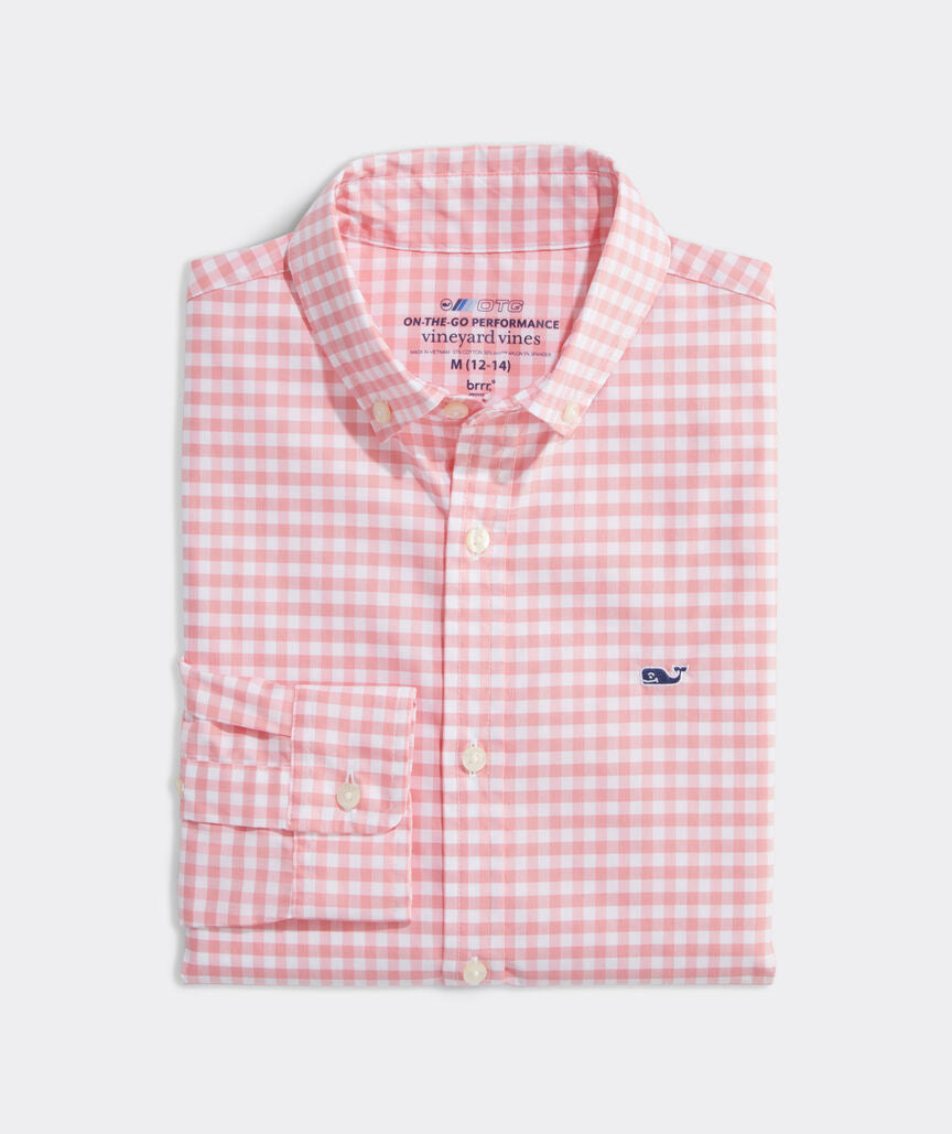 Boys' On-The-Go brrrº Gingham Shirt - Cayman