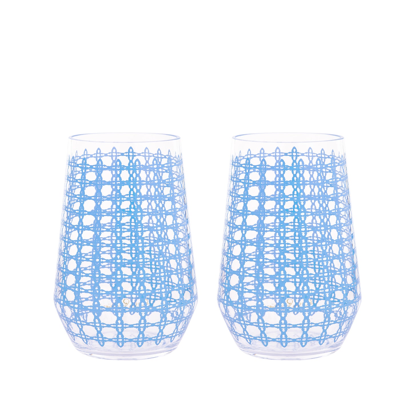 WINE GLASS SET - BLUE CANING