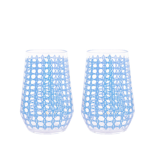 WINE GLASS SET - BLUE CANING