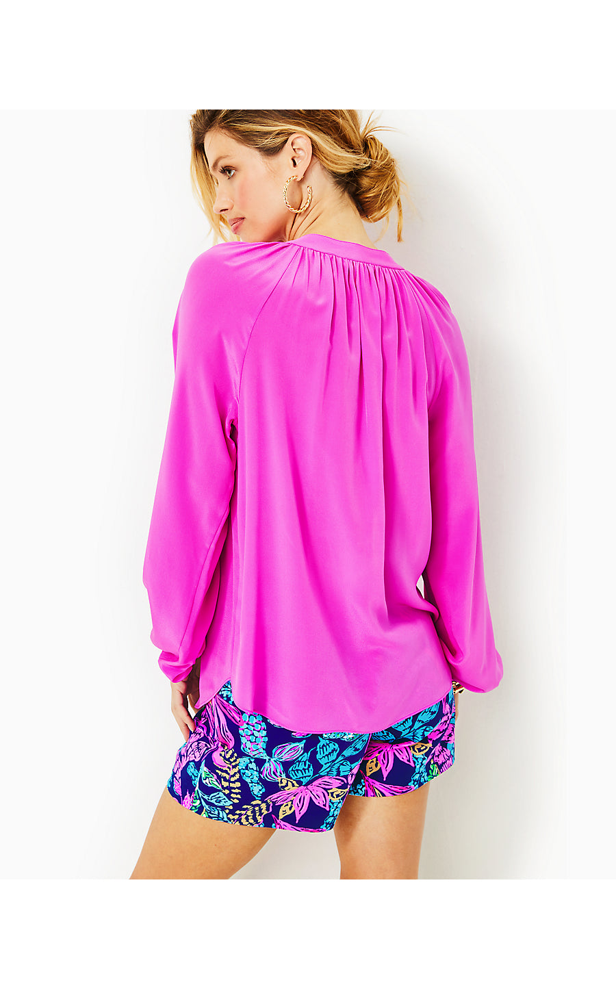 SAIGE SILK TOP - ORCHID OASIS