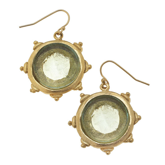 Venetian Glass Coin Earrings - Clear
