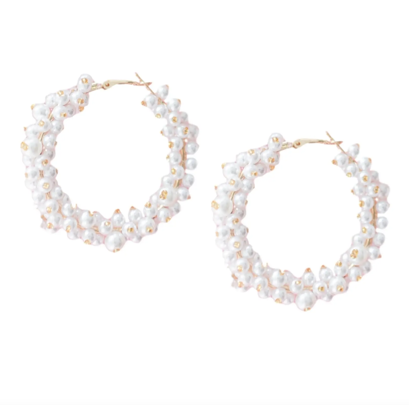 1.50" Medium Pearl Cluster Hoops