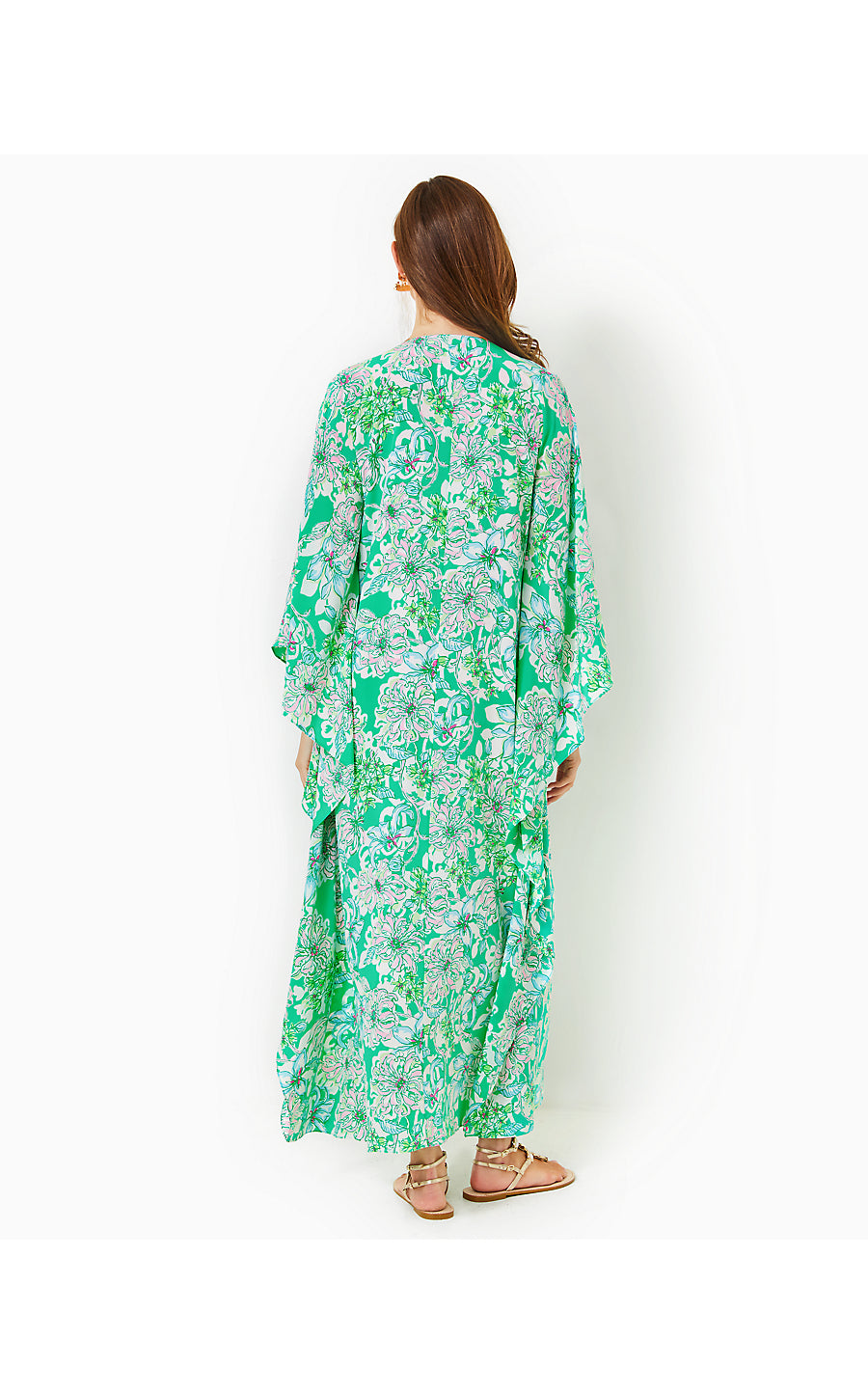 MINDY BEADED CAFTAN - SPEARMINT BLOSSOM VIEWS