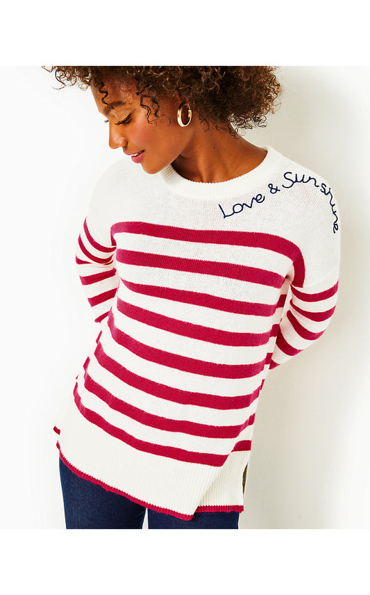 QUINCE SWEATER - POINSETTIA RED CRUISE STRIPE