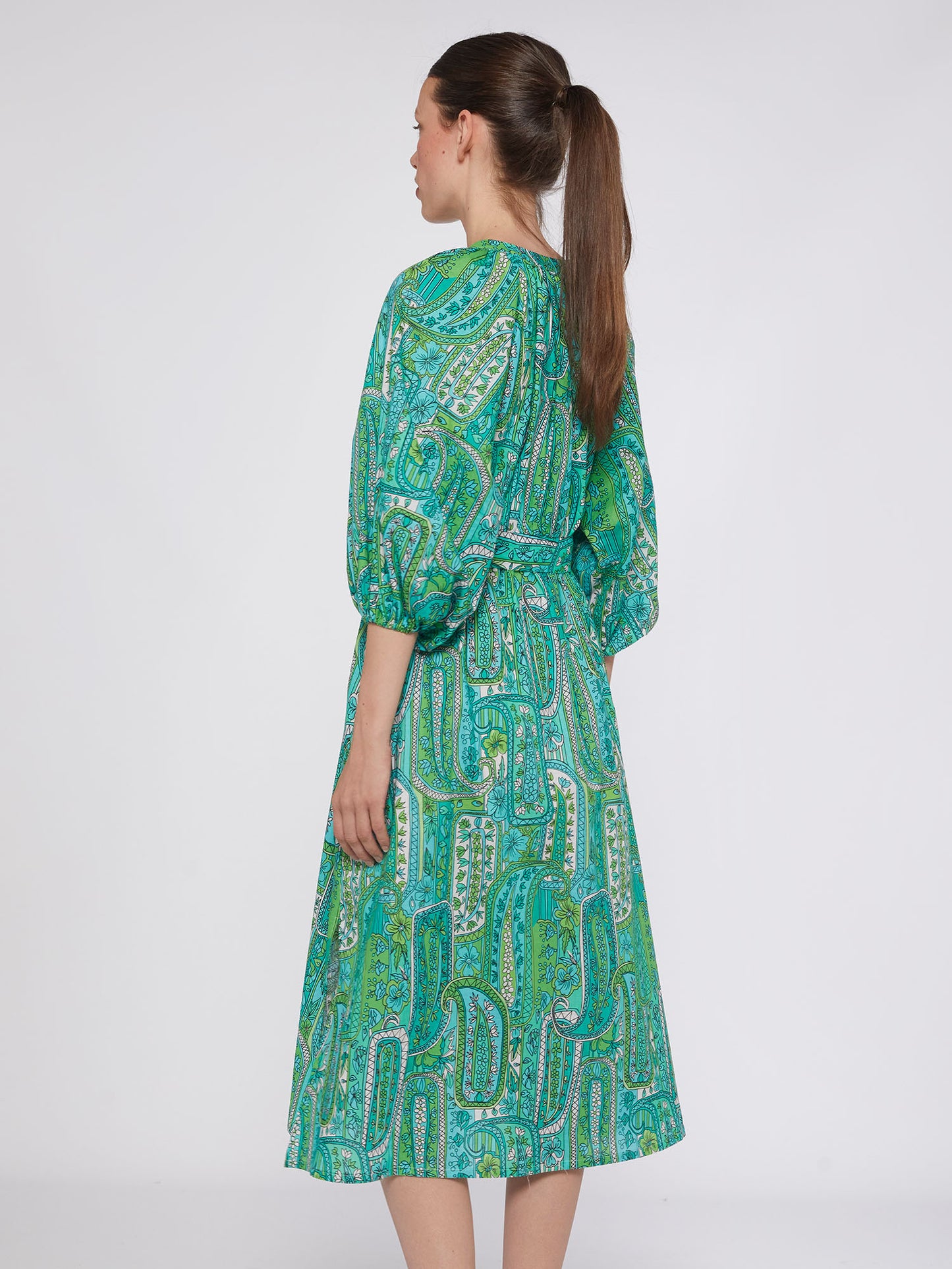 Claudette Dress - Green Paisley