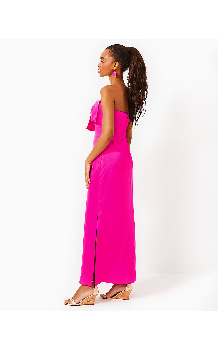 CARLYNN MAXI BOW DRESS - PINK PALMS