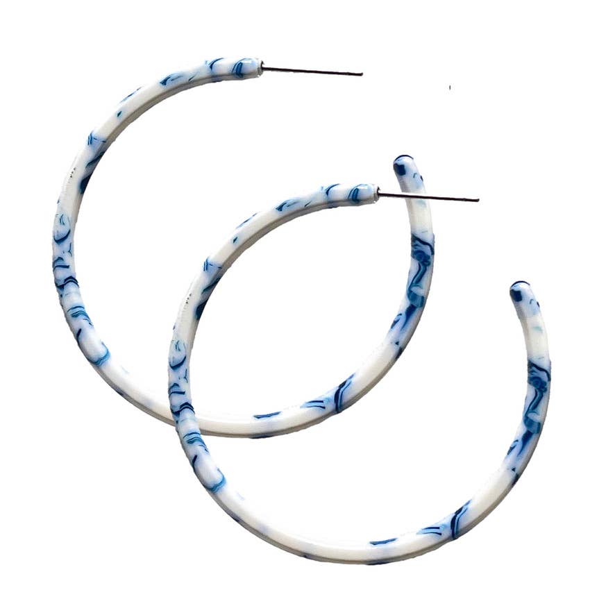 Skinny Hoops - Blue and White