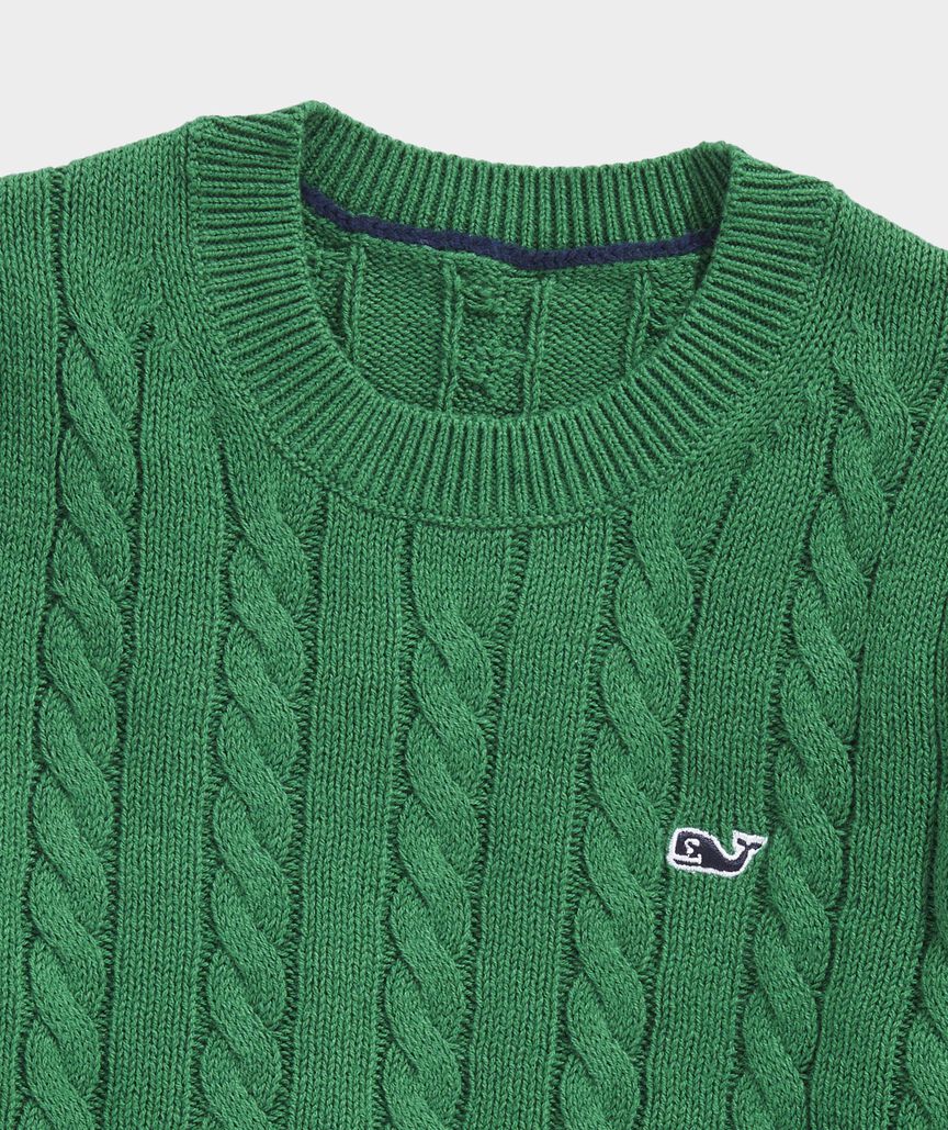 Boys’ Cotton Cashmere Cable Crewneck Sweater - Green