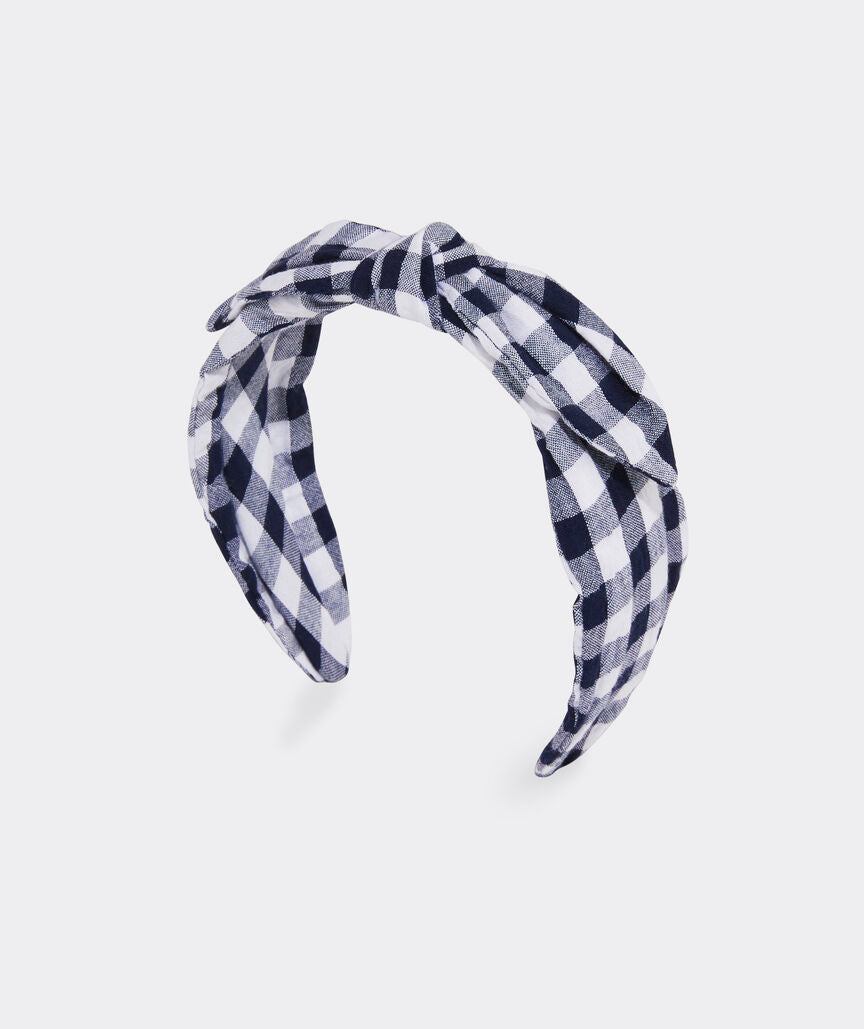 Girls' Gingham Seersucker Bow Headband